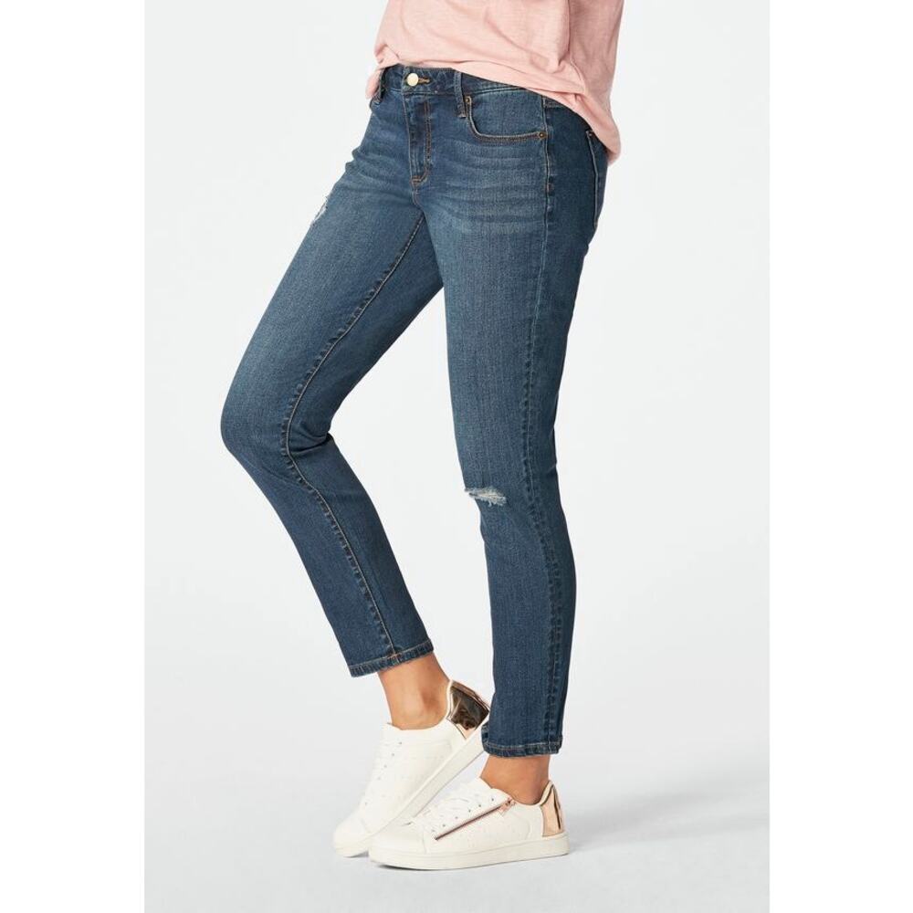 JustFab Womens Jeans Size 28 Just Fab Relaxed Slim Distressed Blue Night Rider